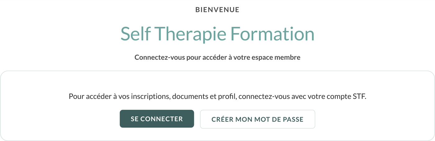Page d'accueil de l'Espace Membre, avec les boutons « Se connecter » et « Créer mon mot de passe ».